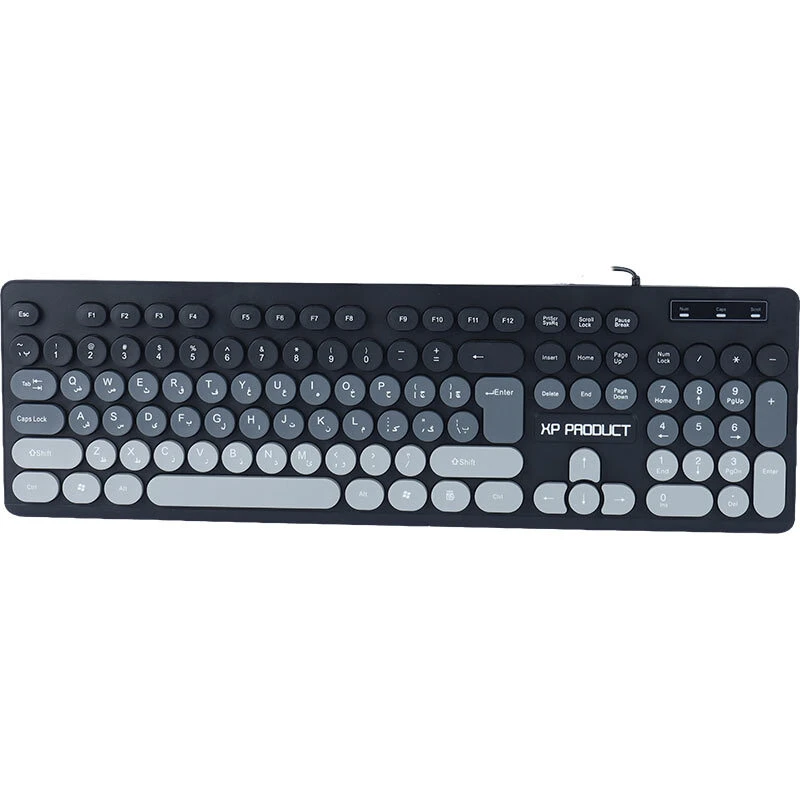 کیبورد سیمی XP-Product XP-7200U با کلیدهای دایرهای و حروف فارسی